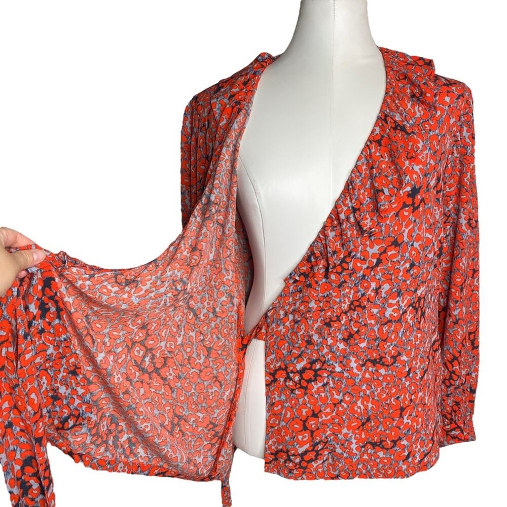 Maje Lito Leopard Print Wrap Top Size 2 - image 6